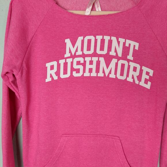 LUCKEE LADY Women's Pink Sz Small Sweatshirt "MOUNT RUSHMORE" Scoop Neck Pockets - Picture 4 of 7